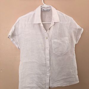 Zara Linen Button Up Top